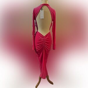 AKIRA Vibrant Hot Pink Long Sleeve Dress